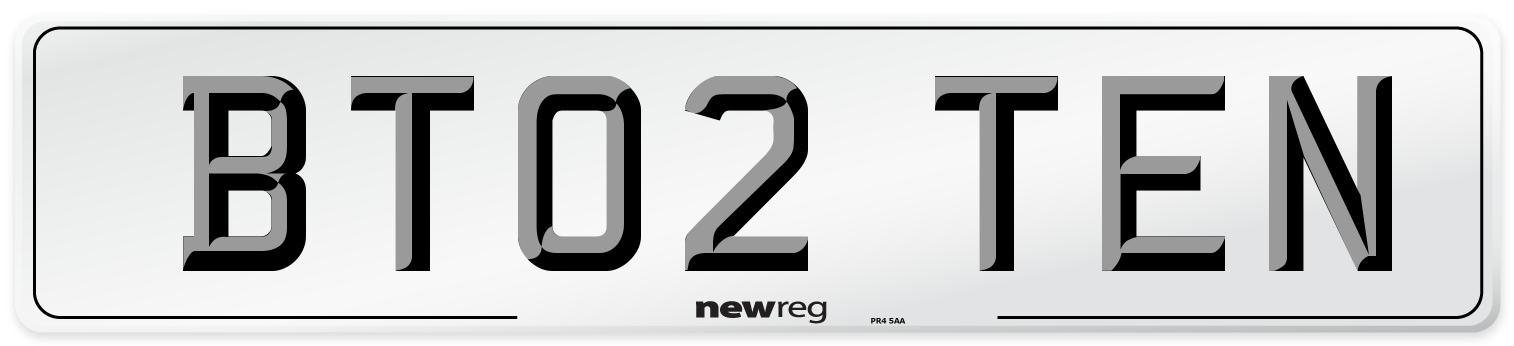 BT02 TEN Number Plate from New Reg